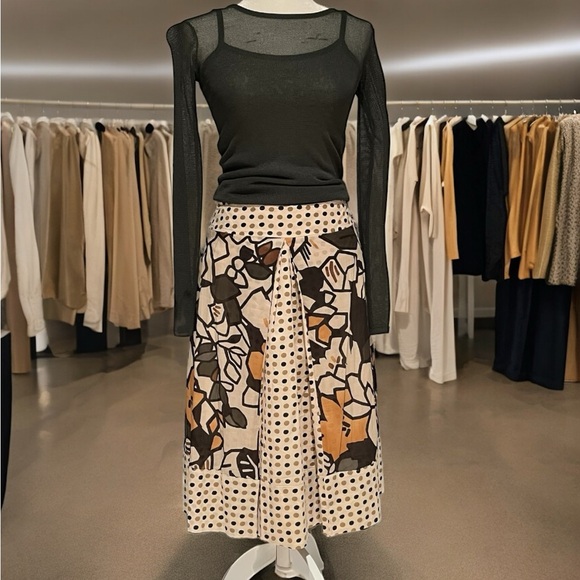 New Weekend Max Mara Floral Dot Printed Cotton Poplin Skirt Sz IT 38 US 4 NWOT - Picture 6 of 16